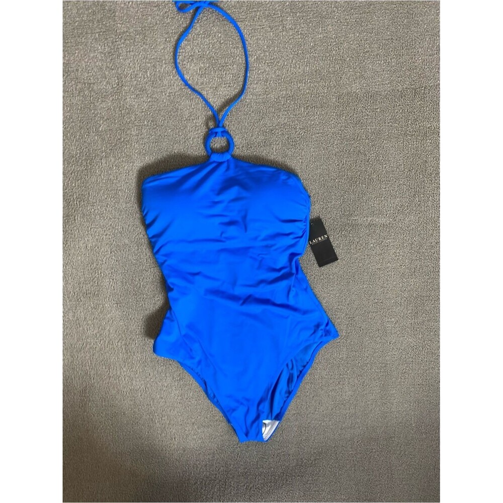 Ralph Lauren Electric Blue Summer Halter One-Piece Swim- Beach Vacation Coastal